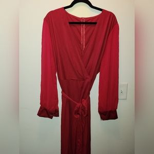 NWT Shein Red Jumpsuit with Sheer Sleeves Size 3X
